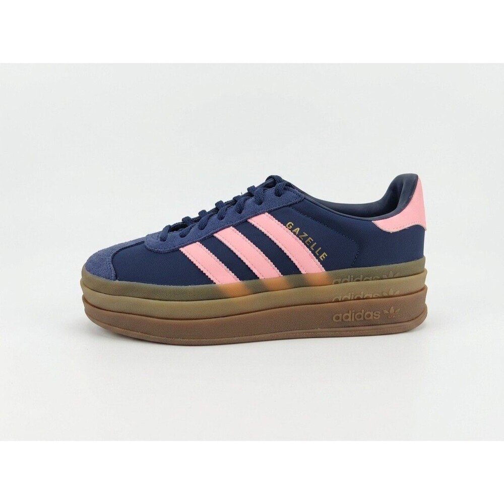 ADIDAS Gazelle Bold PINK & NAVY  Womens Platform Shoe 3 Stripe Sneakers  Sz 8.5